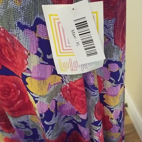 LuLaRoe Pink Floral Maxi Skirt NWT Boho Resort Wear Stretchy A-Line XL - Picture 2 of 8